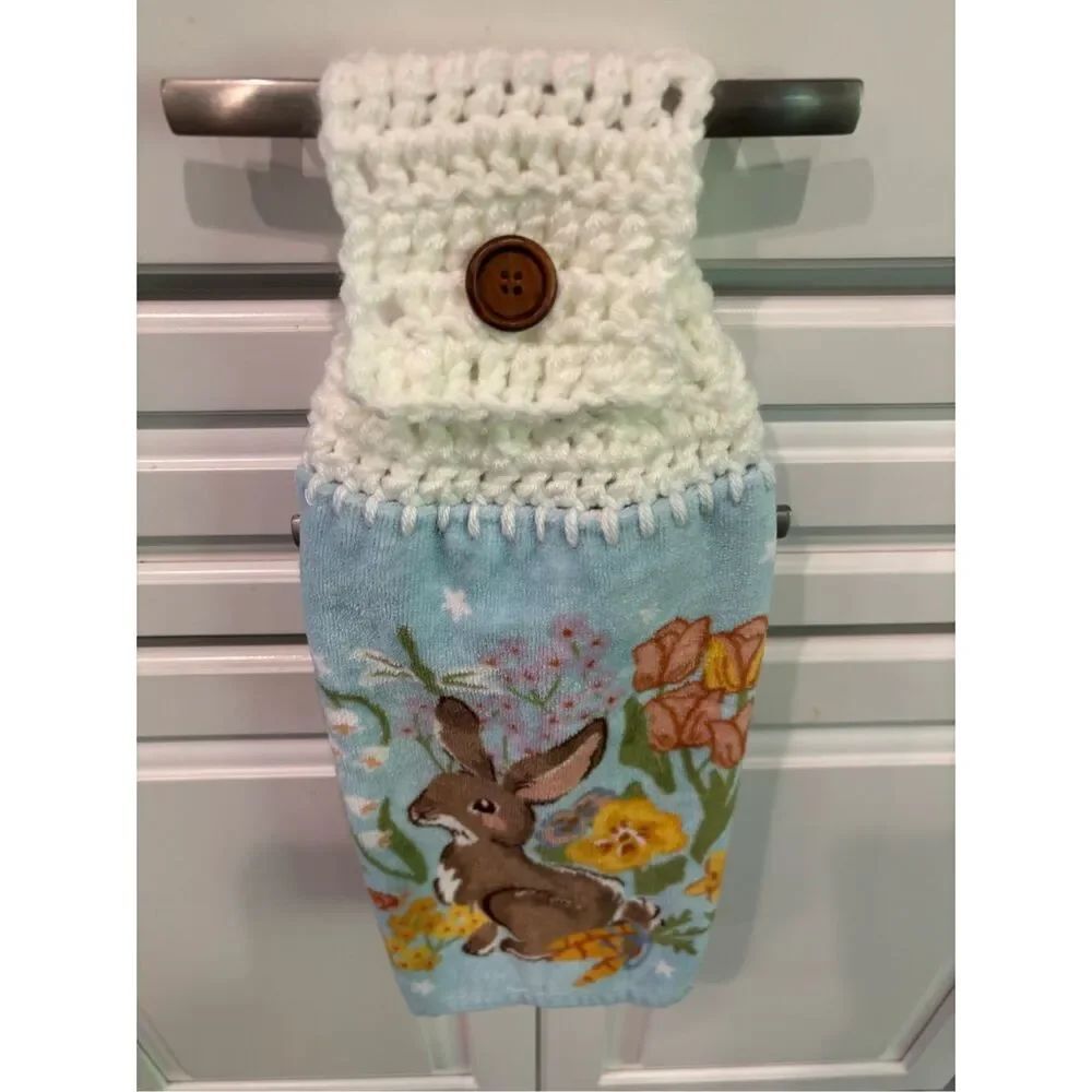 Crochet Top Kitchen Towel- Brown bunny